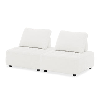 Kazumi 2 Seater Boucle Modular Sofa Set - Cream White