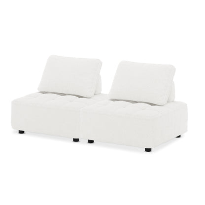 Kazumi 2 Seater Boucle Modular Sofa Set - Cream White