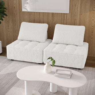 Kazumi 2 Seater Boucle Modular Sofa Set - Cream White -  Lifestyle