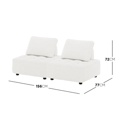 Kazumi 2 Seater Boucle Modular Sofa Set - Cream White