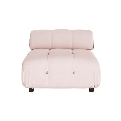 Keila Single Seater Modular Tufted Velvet Sofa - Soft Pink