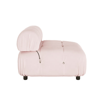 Keila Single Seater Modular Tufted Velvet Sofa - Soft Pink