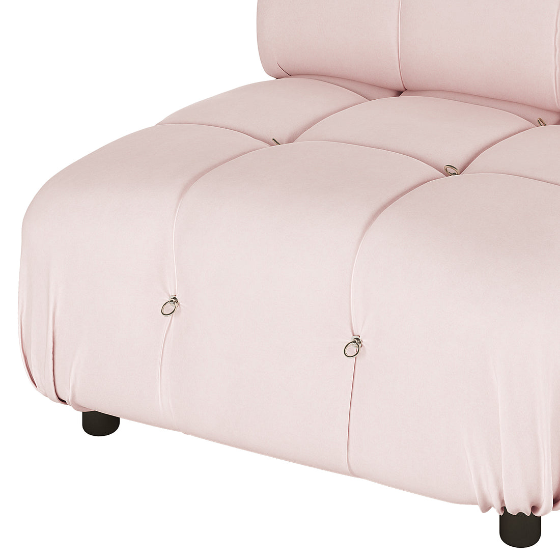 Keila Single Seater Modular Tufted Velvet Sofa - Soft Pink