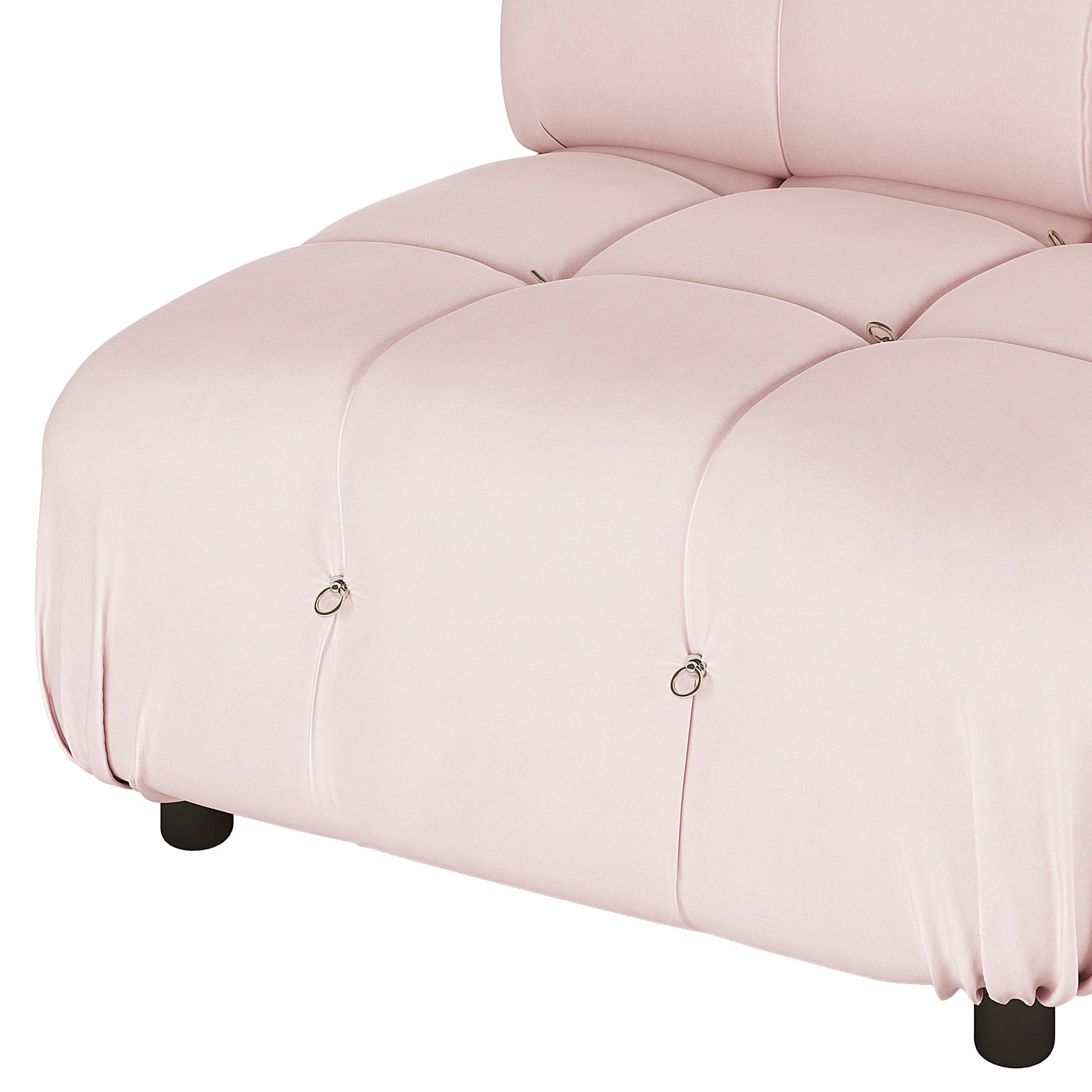 Keila Single Seater Modular Tufted Velvet Sofa - Soft Pink