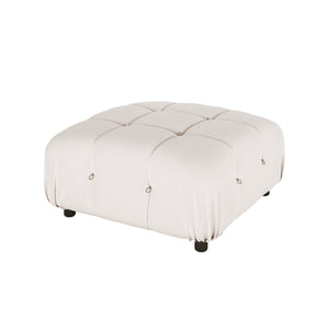 Keila Modular Tufted Velvet Ottoman in Cream Velvet