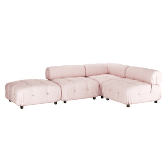 Keila 3 Seater L-Shape Modular Velvet Corner Sofa Set - Soft Pink