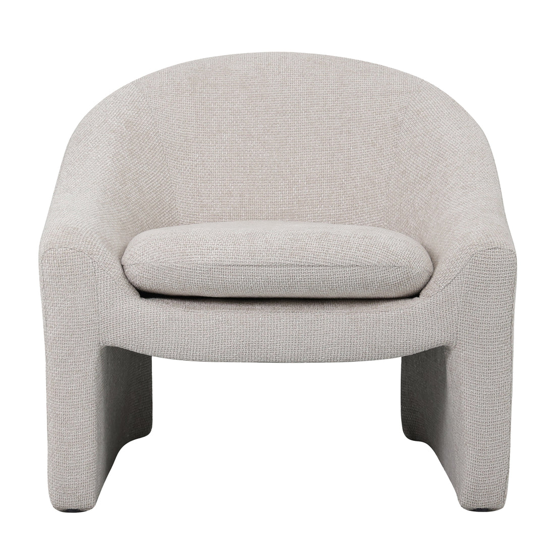 Kotrina Linen Chenille Accent Armchair features a plush, textured chenille upholstery and a gently curved silhouette with visible armrests, highlighting its deep seating and modern design.