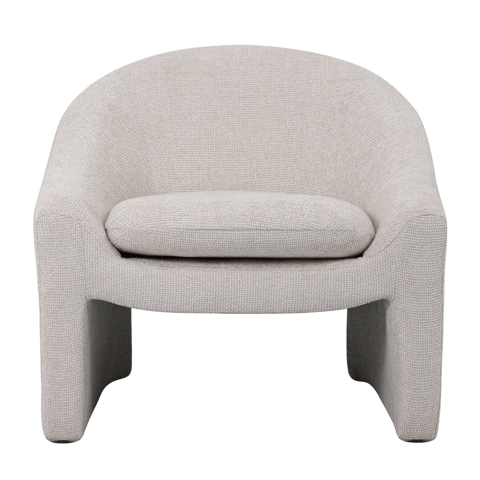 Kotrina Linen Chenille Accent Armchair features a plush, textured chenille upholstery and a gently curved silhouette with visible armrests, highlighting its deep seating and modern design.
