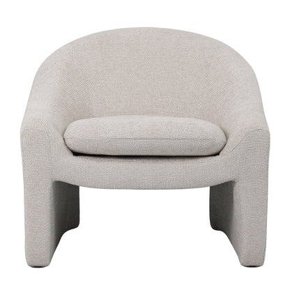 Kotrina Linen Chenille Accent Armchair features a plush, textured chenille upholstery and a gently curved silhouette with visible armrests, highlighting its deep seating and modern design.