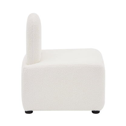 Lenore Boucle Plush Bunny Cushioned Kids Chair Cream White, featuring a whimsical bunny-shaped backrest and plush cushioning, perfect for adding playful charm and comfort to children's spaces.