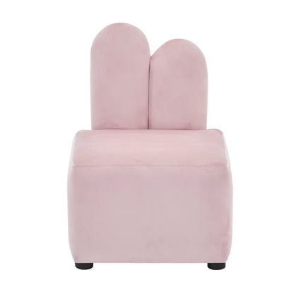 Lenore Velvet Plush Bunny Cushioned Kids Chair features soft velvet fabric, a bunny ears backrest, and plush cushioning, providing a cozy and playful seating option for children.