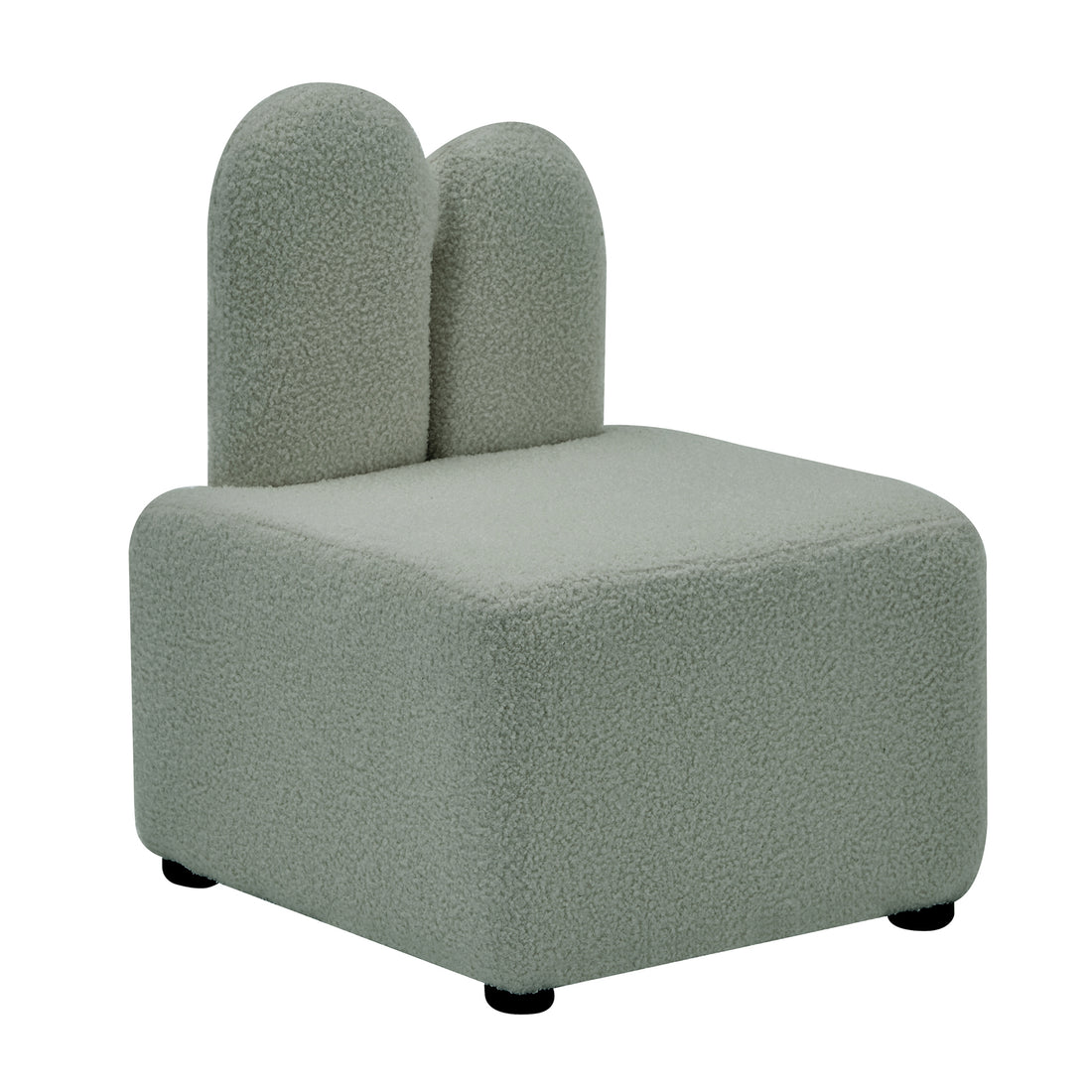 Lenore Boucle Plush Bunny Cushioned Kids Chair, featuring a whimsical bunny-eared backrest and plush cushioning, designed for children's comfort and imaginative play, with soft boucle fabric and sturdy construction.