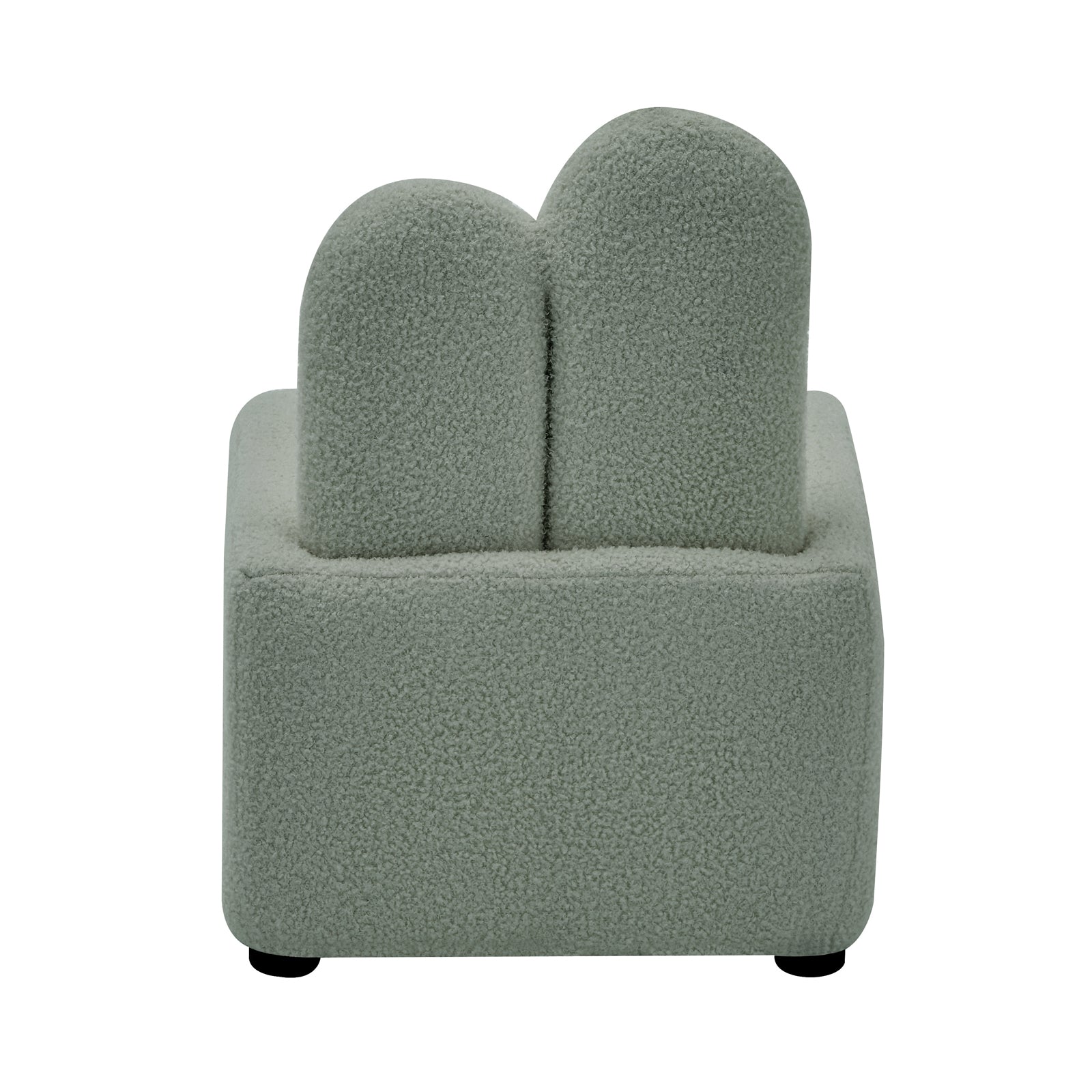Lenore Boucle Plush Bunny Cushioned Kids Chair with a whimsical bunny-shaped backrest, plush high-density foam padding, and boucle fabric, offering comfort and playfulness for children.