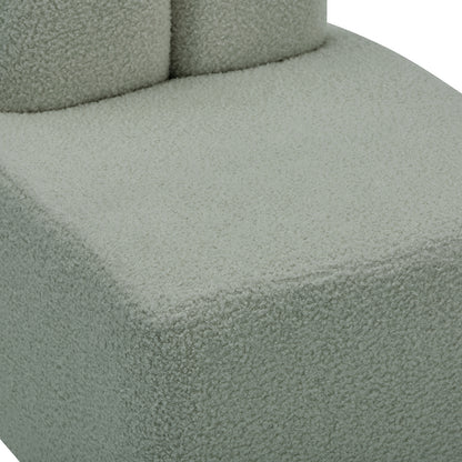 Close-up of the Lenore Boucle Plush Bunny Cushioned Kids Chair, showcasing its whimsical bunny-shaped backrest and plush boucle fabric, highlighting its playful design and cozy appeal for children.