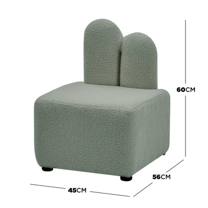 Lenore Boucle Plush Bunny Cushioned Kids Chair features a whimsical bunny-shaped backrest and plush foam padding, designed in soft boucle fabric, perfect for children's comfort and imaginative play.