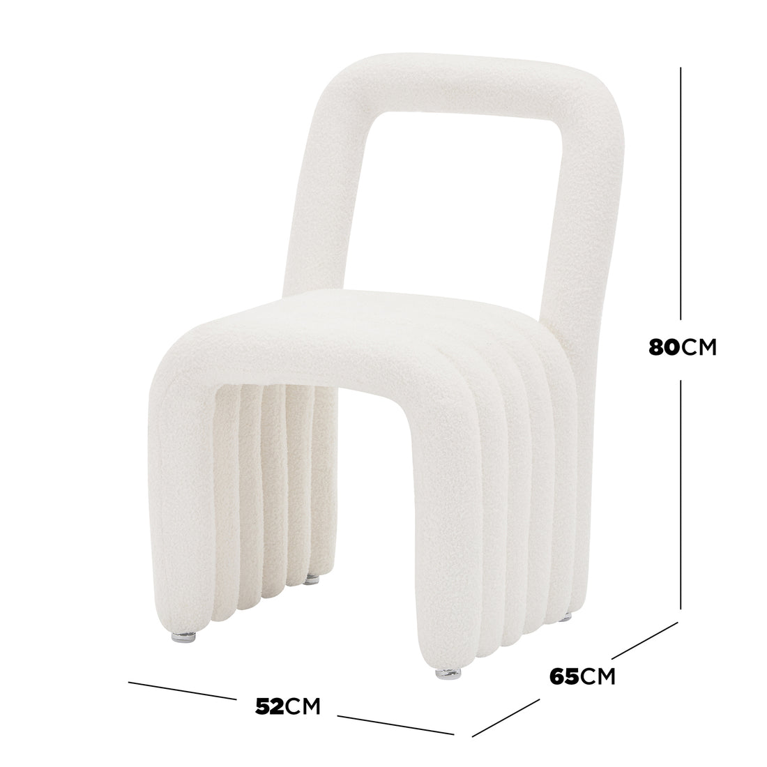 Lycus Boucle Cushioned Metal Frame Accent Chair features a sleek metal frame, plush foam seat, and arched backrest. Its design showcases modern elegance with luxurious boucle upholstery, offering ultimate comfort.