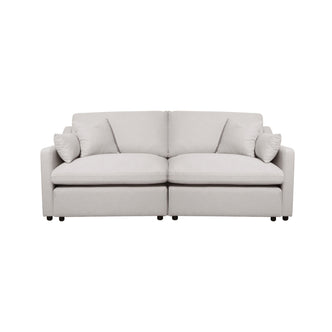 Millie 3-Seater Fabric Modular Sofa - Warm Light Grey, highlighting its plush cushioning and contemporary design, perfect for enhancing comfort and style in a modern living space.
