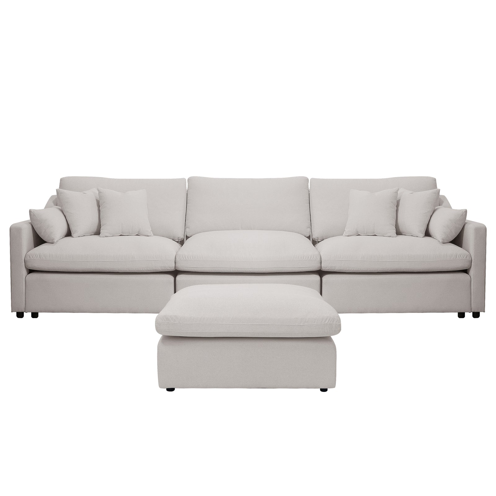 Millie 4-Seater Fabric Corner Chaise Sofa with plush cushions and modular design, showcasing deep seating and a sleek, contemporary aesthetic, ideal for modern living spaces.