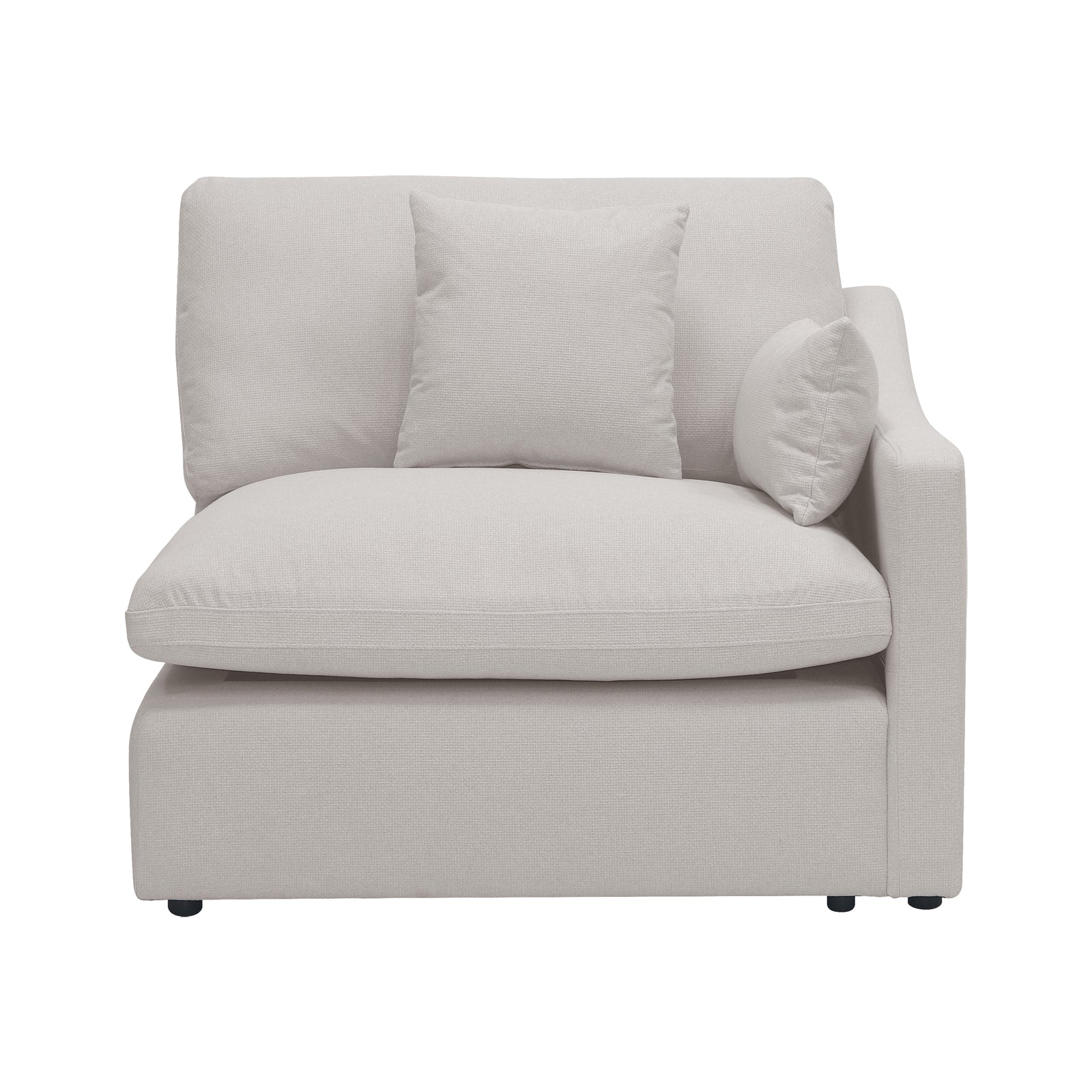 Millie 4-Seater Fabric Modular Sofa in Warm Light Grey, highlighting its plush cushions and modular design, perfect for versatile living room arrangements and enhancing comfort.