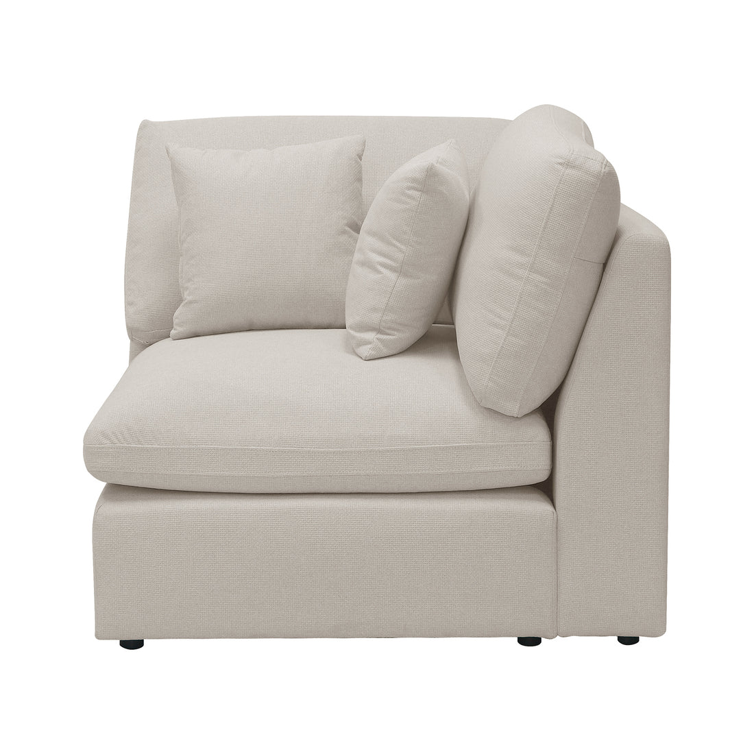 Millie 5-Seater Fabric Modular Sofa Light Beige, featuring plush cushions and a solid structure, highlighting its comfortable and versatile design for an inviting living space.