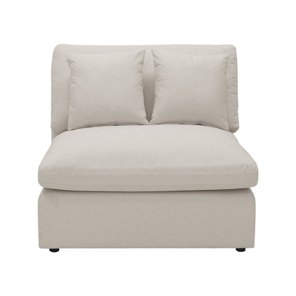 Millie 5-Seater Fabric Modular Sofa Light Beige on display, showcasing its plush cushions and spacious corner chaise design, ideal for relaxation in a stylish living space.