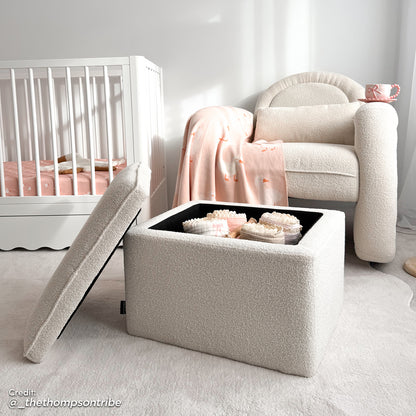 Miro Bouclé Rocking Chair with Ottoman in Cream White
