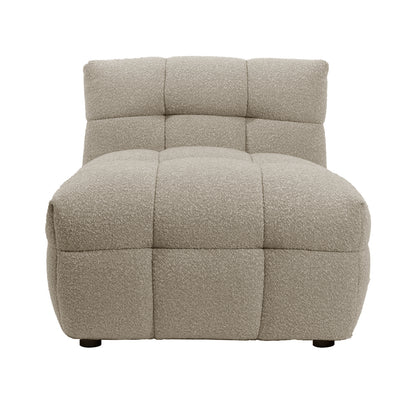Norah 5-Seater Boucle Sofa Set with Armless Chairs in Warm Beige, featuring a single-seat, armless lounge module with looped fabric, tufted cushions, and a low, deep profile for elegance and comfort.