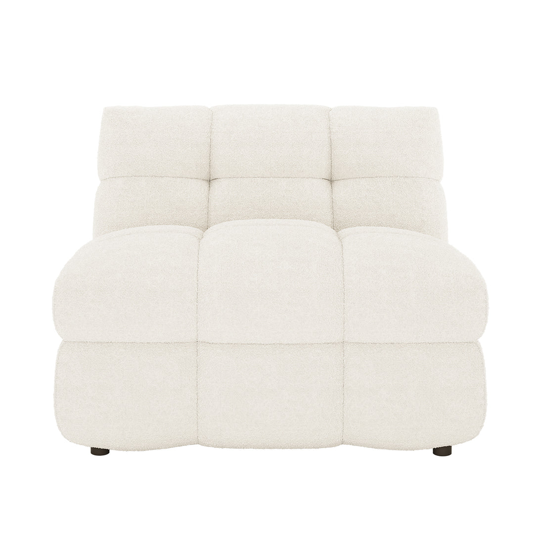 Norah 5 Seater Boucle Sofa Set with Ottoman in Cream White, featuring an armless, tufted sectional module in soft bouclé fabric, ideal for creating custom seating arrangements or individual use.