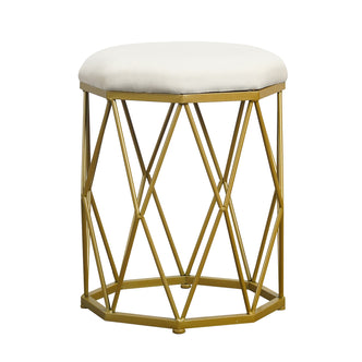 Paisley Velvet Round Stool - Brass