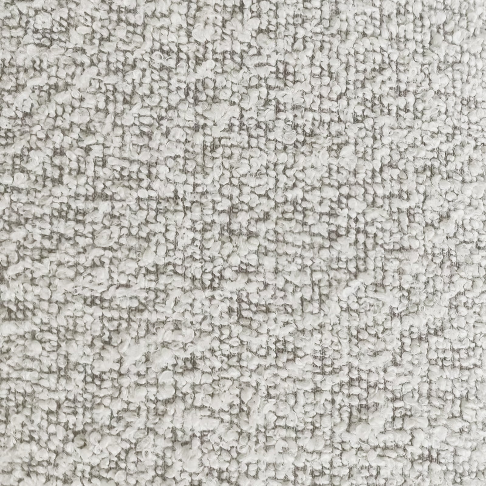 Close-up of Parisa 3 Seater Tufted Boucle Sofa in Light Grey, highlighting its textured loop-pile boucle fabric and elegant tufted detailing, showcasing its plush and sophisticated design.