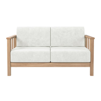 Raylai Two Seater Solid Wood Sofa - Light Beige