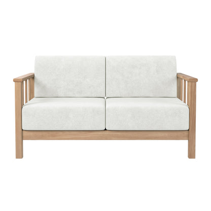 Raylai Two Seater Solid Wood Sofa - Light Beige