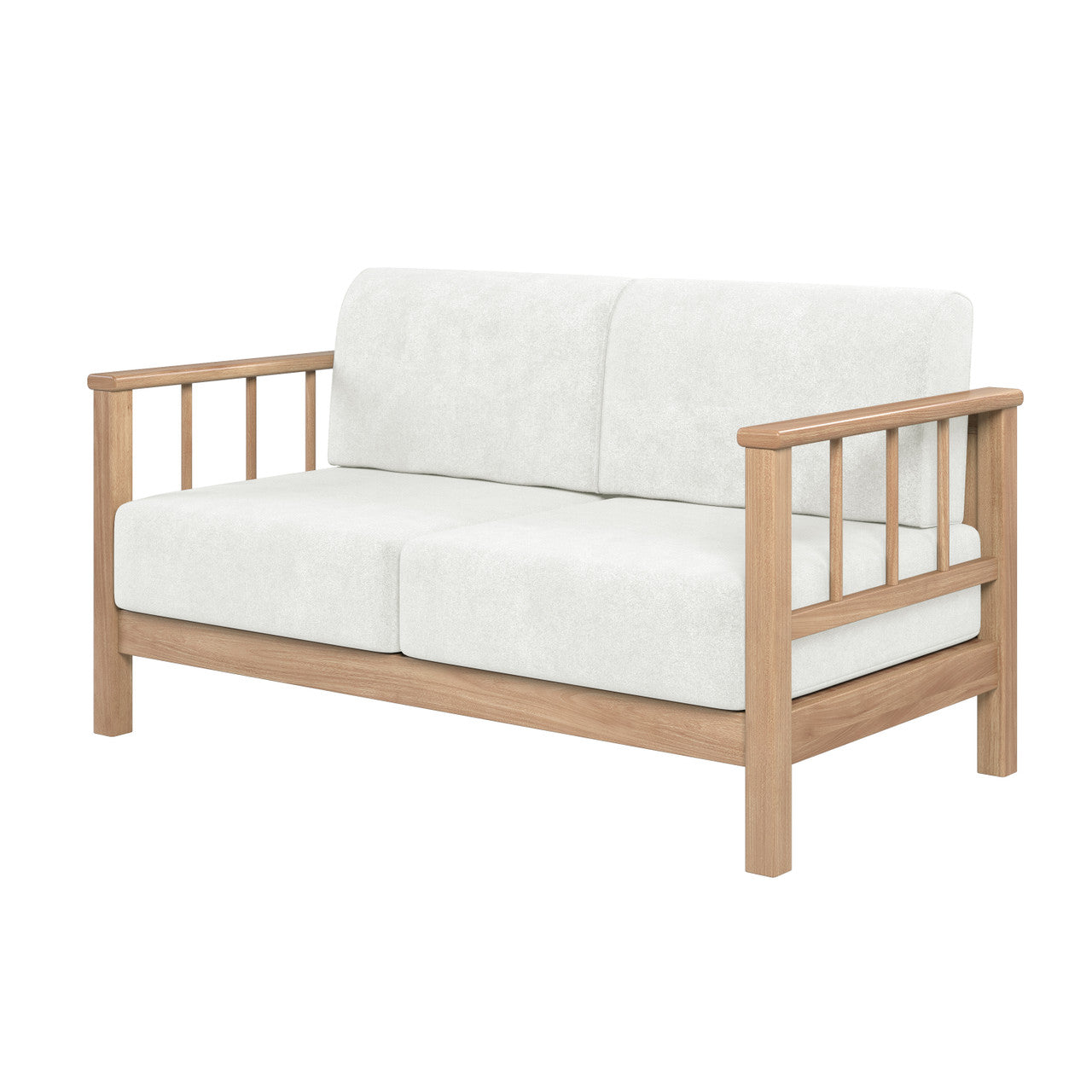Raylai Two Seater Solid Wood Sofa - Light Beige