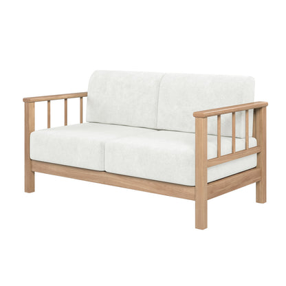 Raylai Two Seater Solid Wood Sofa - Light Beige