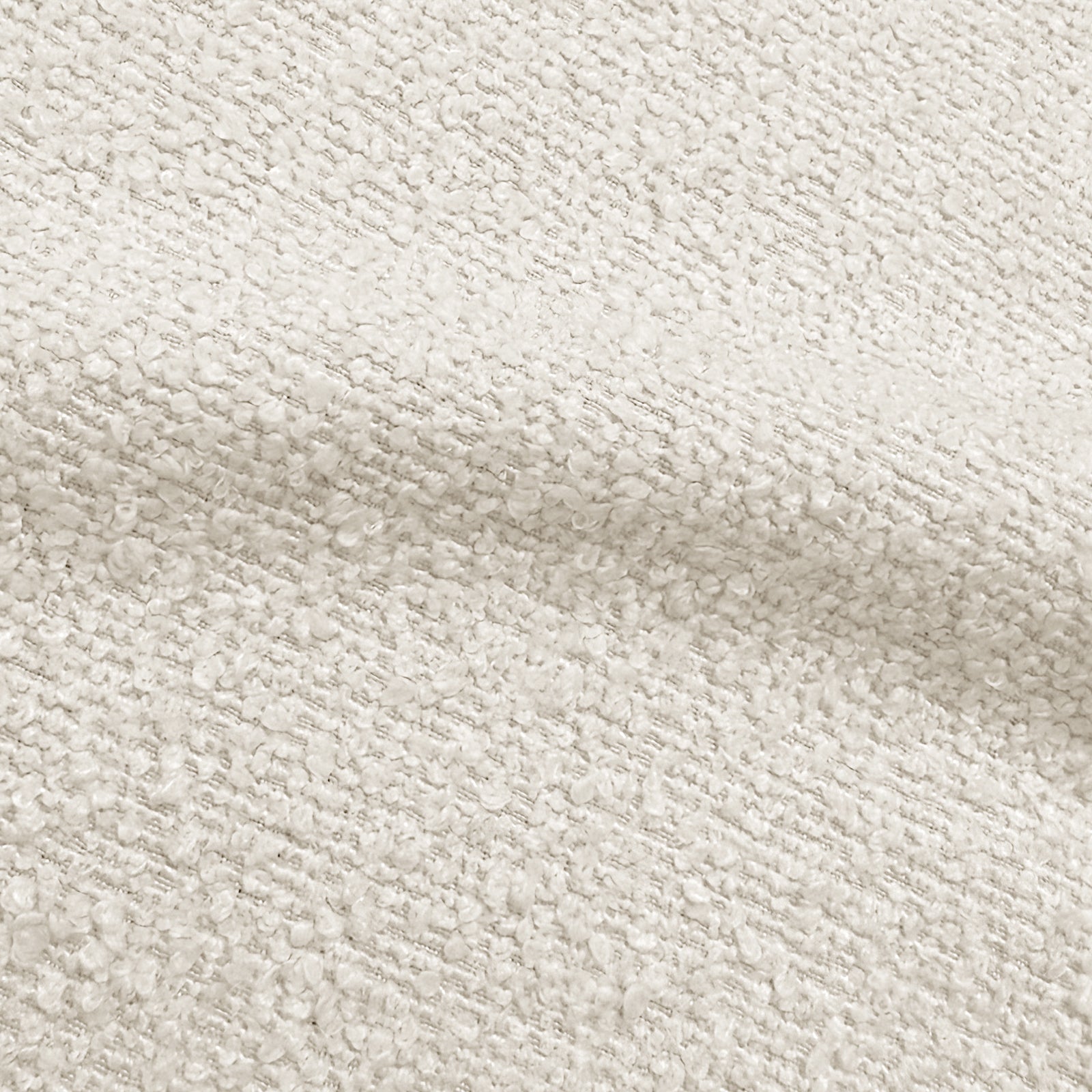 Close-up of the Renley Boucle Armless Accent Chair in Cream White, showcasing its nubby, fleecy boucle fabric texture, embodying cosy comfort and modern design for luxurious home seating.