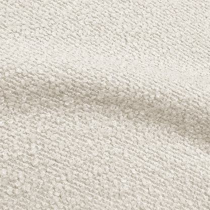Close-up of the Renley Boucle Armless Accent Chair in Cream White, showcasing its nubby, fleecy boucle fabric texture, embodying cosy comfort and modern design for luxurious home seating.