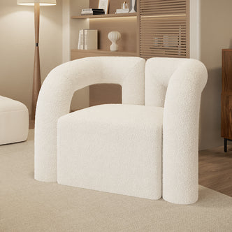 Safi Boucle Curved Occasional Accent Chair - Eggshell White - Lifestyle