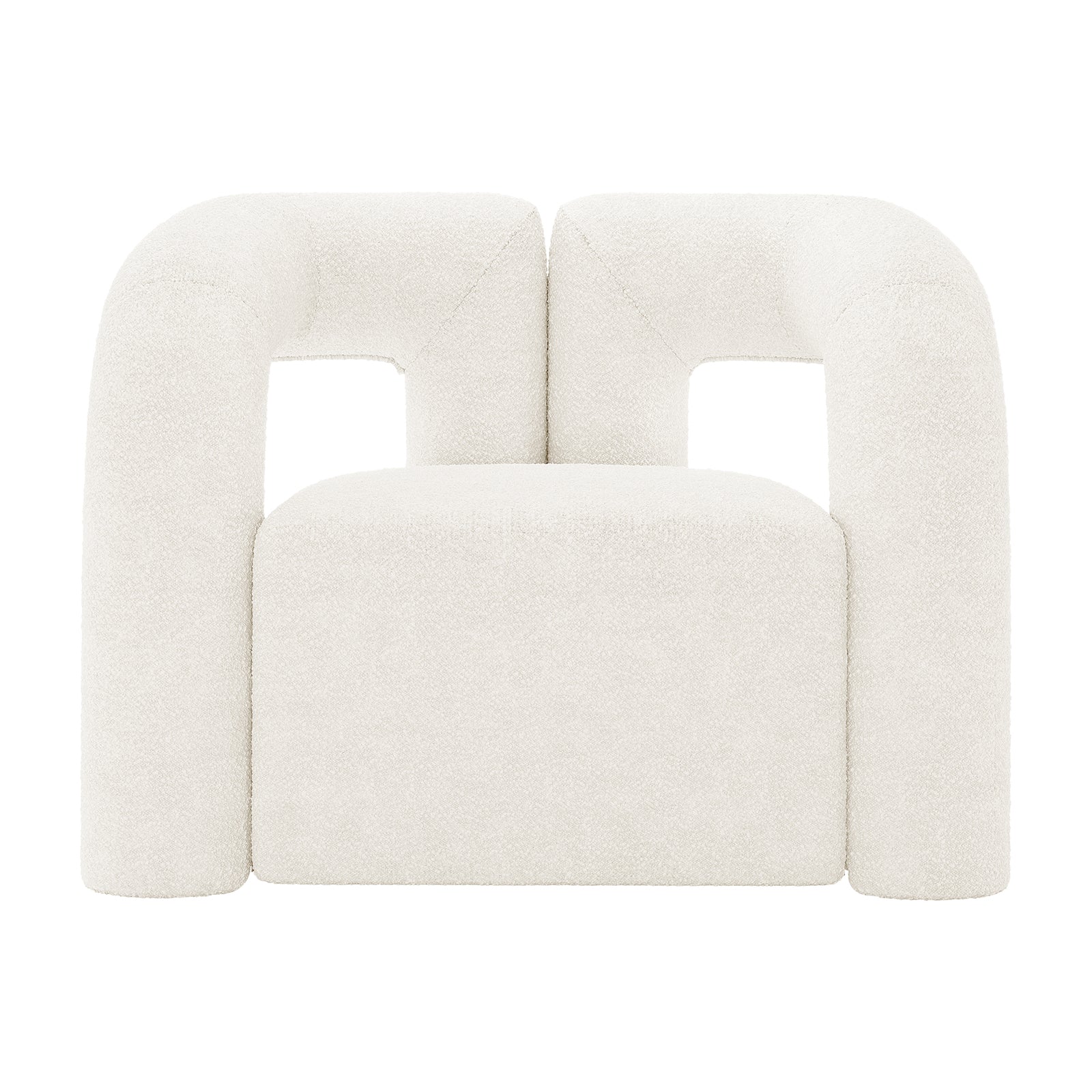 Safi Boucle Curved Occasional Accent Chair - Eggshell White