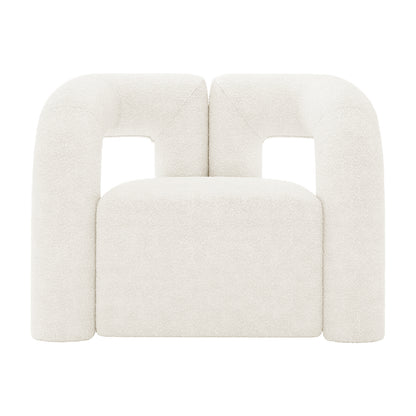 Safi Boucle Curved Occasional Accent Chair - Eggshell White