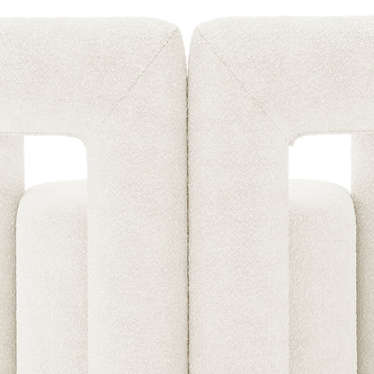 Safi Boucle Curved Occasional Accent Chair - Eggshell White