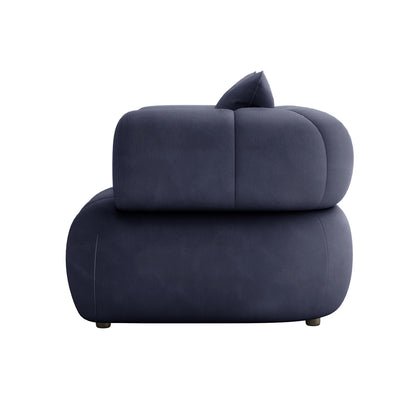 Samira Single Seater Velvet Sofa - Navy Blue, featuring plush velvet upholstery, a supportive S-spring and foam cushion, and a sleek, modern design with a single pillow, enhancing both comfort and elegance.