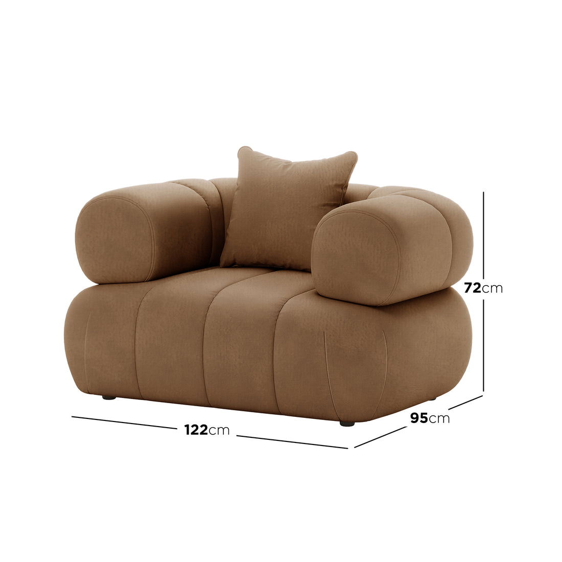 Samira 6 Seater Velvet Sofa Set - Camel Brown, featuring a plush velvet upholstery with a close-up of the sofa's texture, showcasing its elegant design and luxurious comfort.