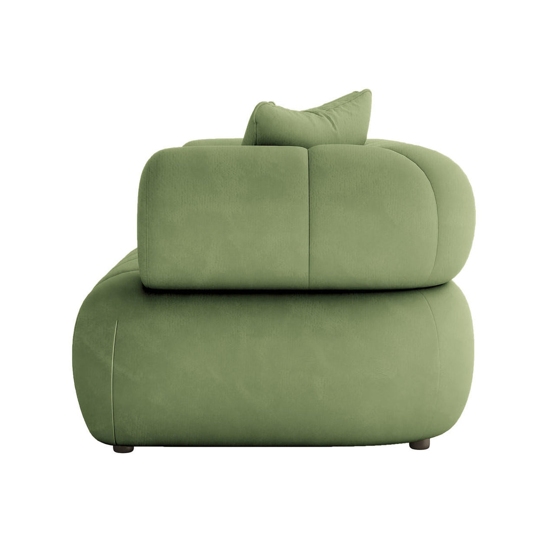 Samira 6 Seater Velvet Sofa Set in Prasinous Green, highlighting the plush velvet fabric and elegant design of the couch and pillow.