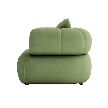 Samira 6 Seater Velvet Sofa Set Prasinous Green, highlighting the plush texture and intricate design of the velvet upholstery, showcasing the luxurious elegance of the sofa's construction.