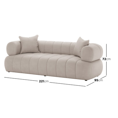 Samira 6 Seater Velvet Sofa Set in Warm Beige, showcasing plush velvet upholstery and elegant design, perfect for enhancing any living space with comfort and luxury.