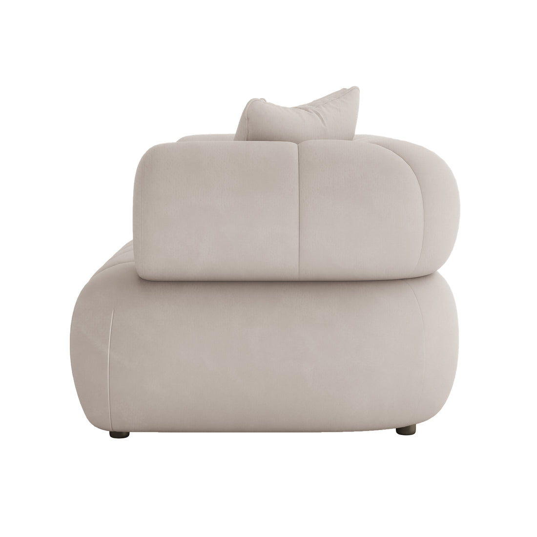 Samira 6 Seater Velvet Sofa Set - Warm Beige, showcasing its plush velvet upholstery, comfortable cushions, and elegant design with visible stitching details on the furniture.