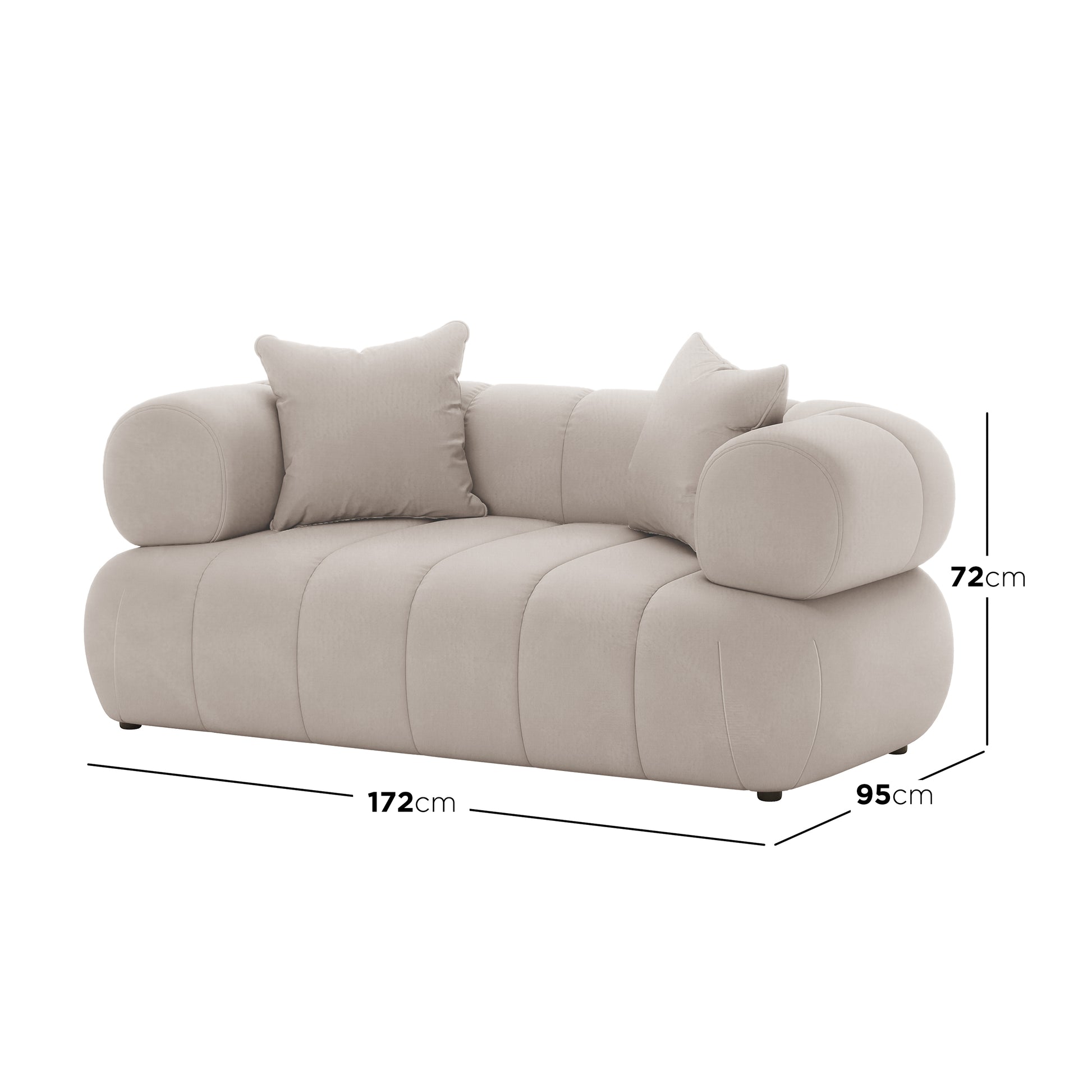Samira 6 Seater Velvet Sofa Set - Warm Beige, showcasing plush velvet upholstery and elegant design, highlighting a cushion and part of the sofa's armrest for luxurious comfort.