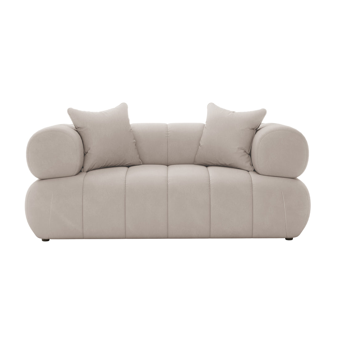 Samira 6 Seater Velvet Sofa Set - Warm Beige, featuring a close-up of plush velvet upholstery and a coordinating pillow, highlighting the luxurious texture and elegant design of this comfortable seating arrangement.