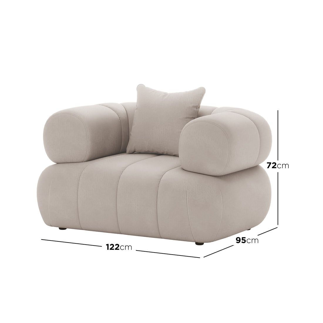 Samira 6 Seater Velvet Sofa Set - Warm Beige, showcasing plush pillows and a soft velvet texture, emphasizing luxurious comfort and modern elegance in seating design.