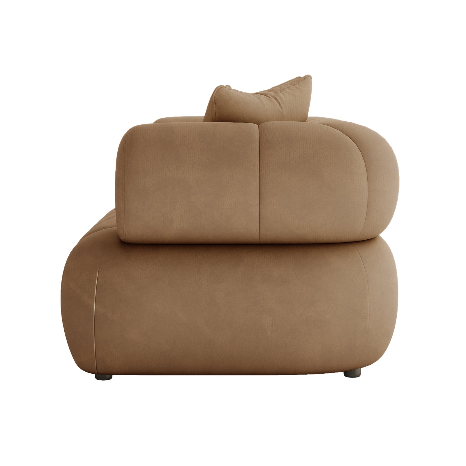 Samira 2 Seater Velvet Sofa in Camel Brown, showcasing luxurious velvet upholstery, plush high-density foam padding, and elegant design, perfect for enhancing any living space.